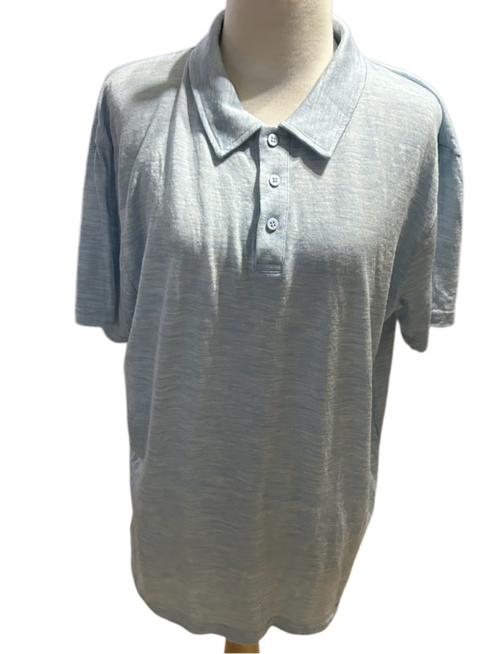 MERINO.TECH LITE Light Blue Men's Polo Shirt - Classic Short Sleeve Size XL